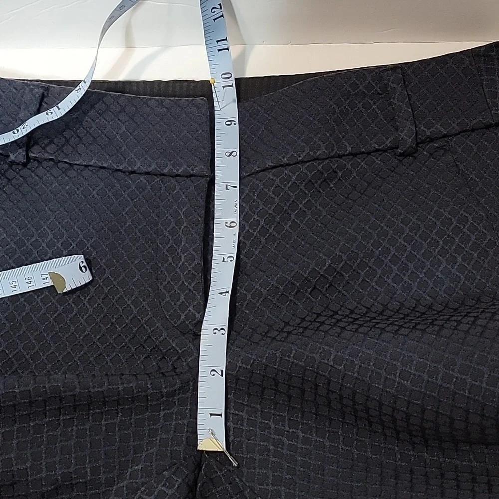 LOFT dress pants "Marissa Skinny" size 8 tall, black with navy diamond print - Picture 8 of 9